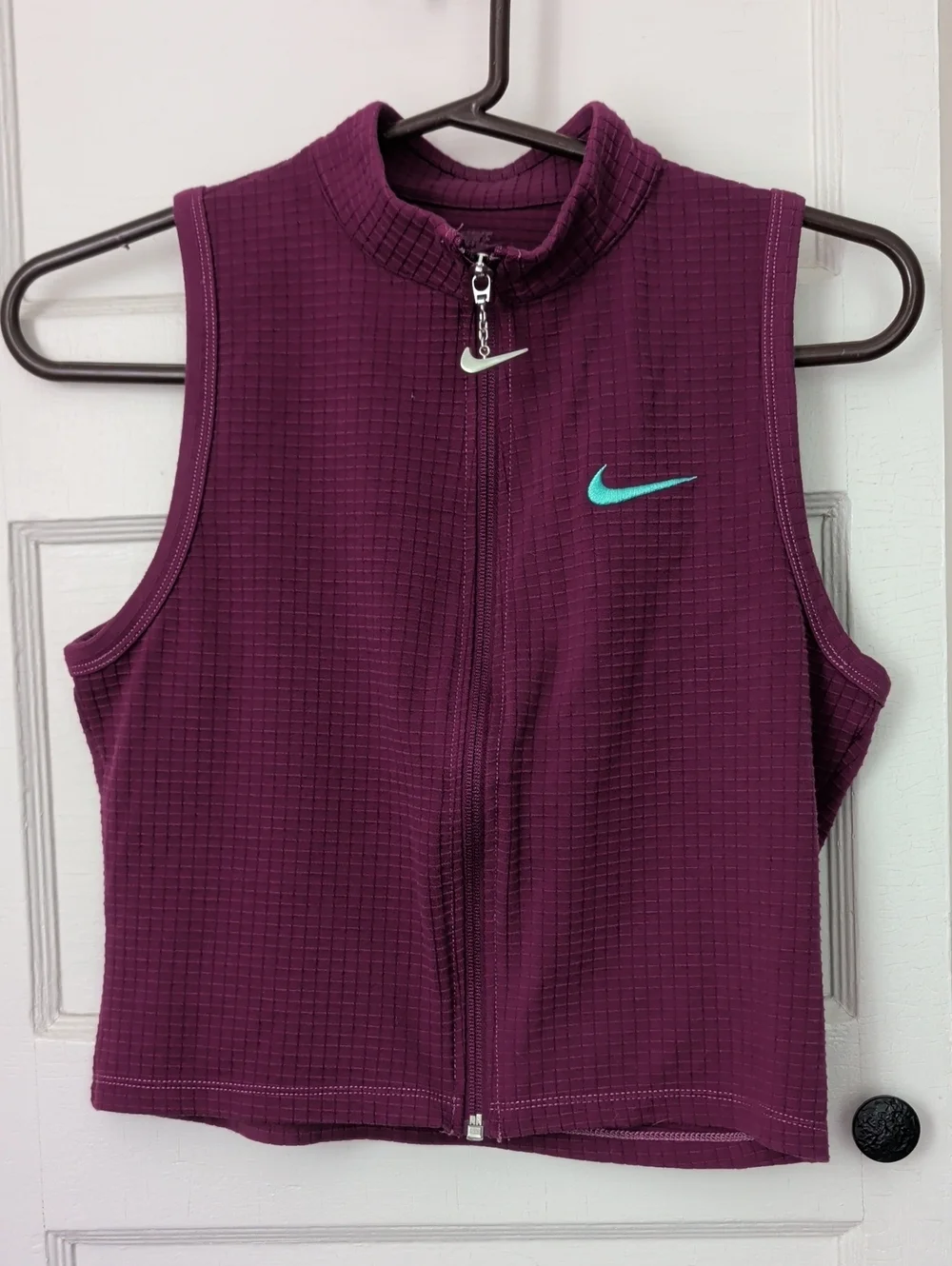 Nike 2 Women's Black  Racerback Tank Top White Swoosh Magenta Teal Swoop Zip M L
